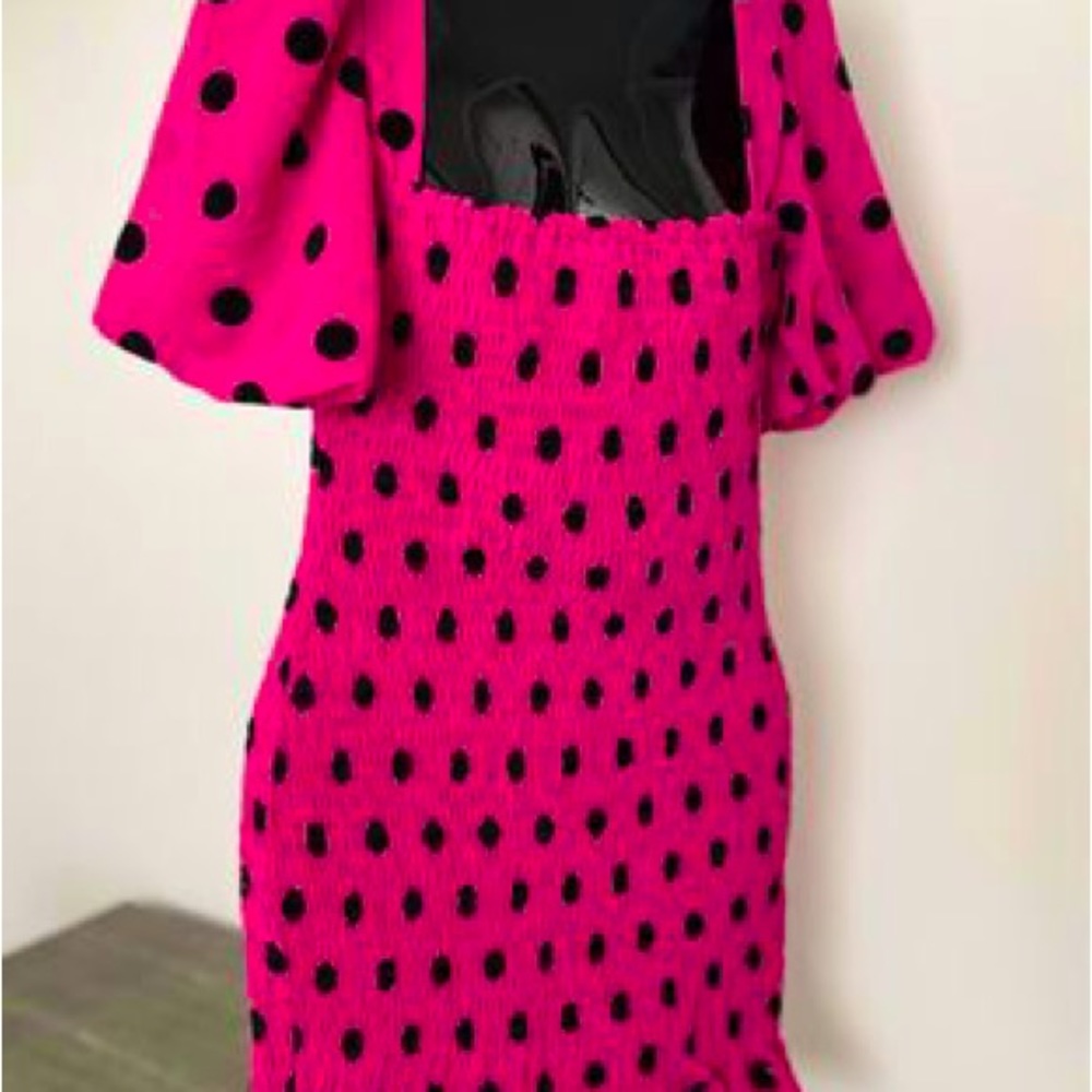 FOREVER 21 Hot Pink w/ Black Polka Dots Dress